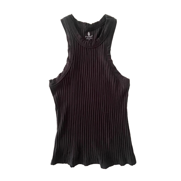 Free People FP Movement Blissed Out Black Tank Top Size M Large Ribbed Yoga - Picture 1 of 4